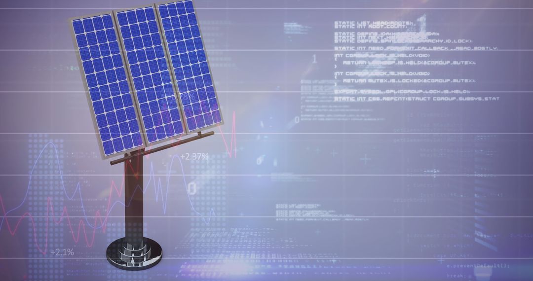 Solar Panel with Digital Financial Data Projection