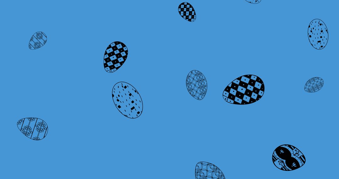 Decorative Easter Eggs Pattern on Blue Background