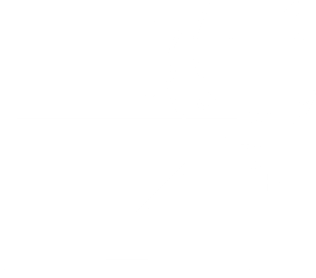 Transparent Digital Illustration of Laptop with Moon