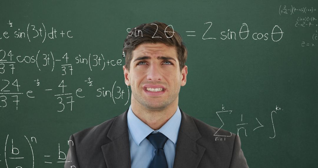Confused Student Struggling with Complex Math Equations