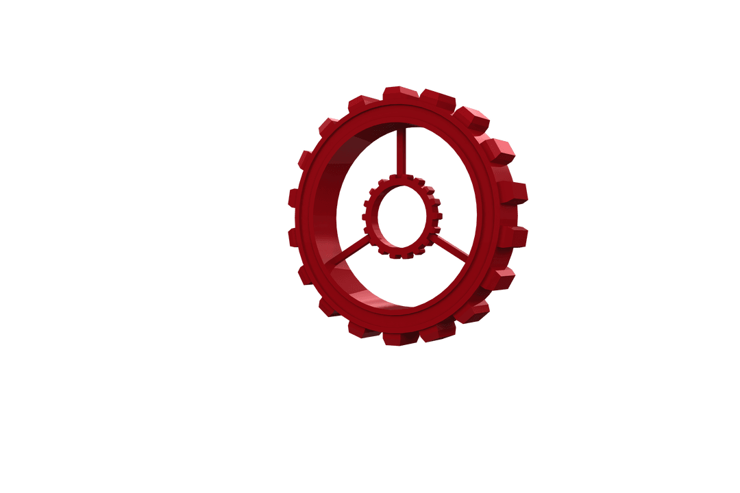 Transparent Red Gear on White Background
