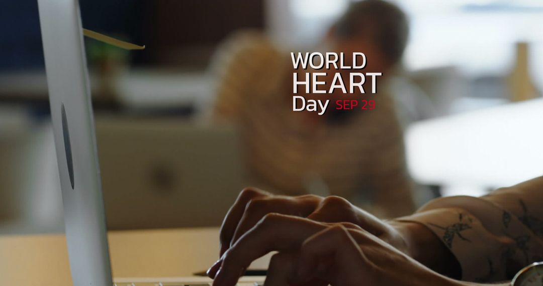 World Heart Day Banner with Person Typing on Laptop - Free Images, Stock Photos and Pictures on Pikwizard.com