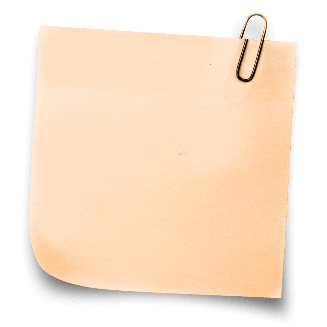 Brown Transparent Sticky Note with Paperclip on Edge