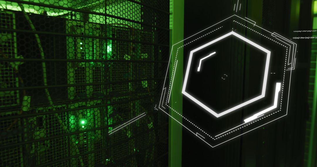 Futuristic Chemical Structures in Data Server Room