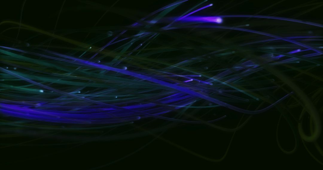 Vivid Twisting Light Fibers in Motion on Dark Background