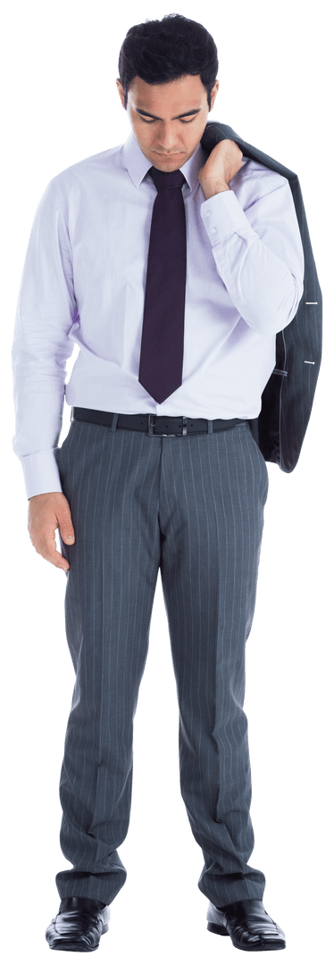 Transparent Sad Businessman Looking Down Thoughtfully