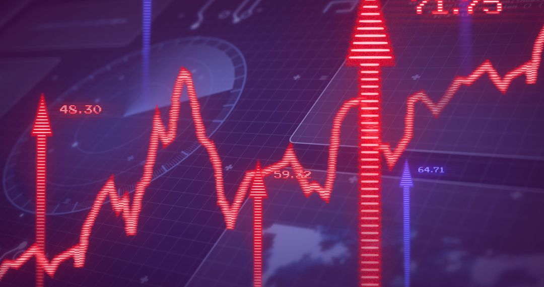 Digital Interface Showing Rising Stock Market Trends
