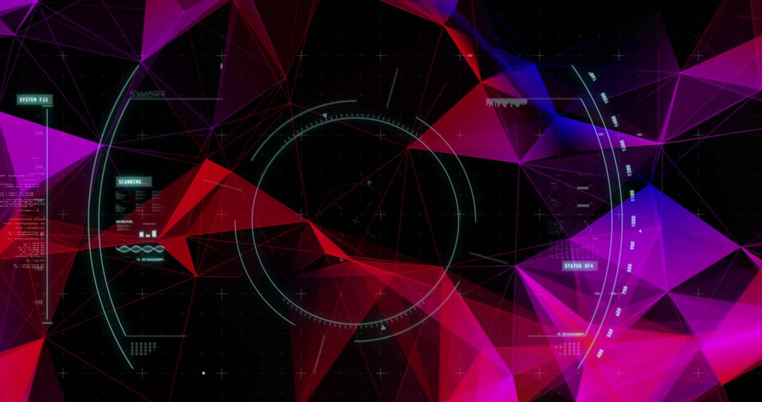 Futuristic Geometric Shapes with Digital Data Display