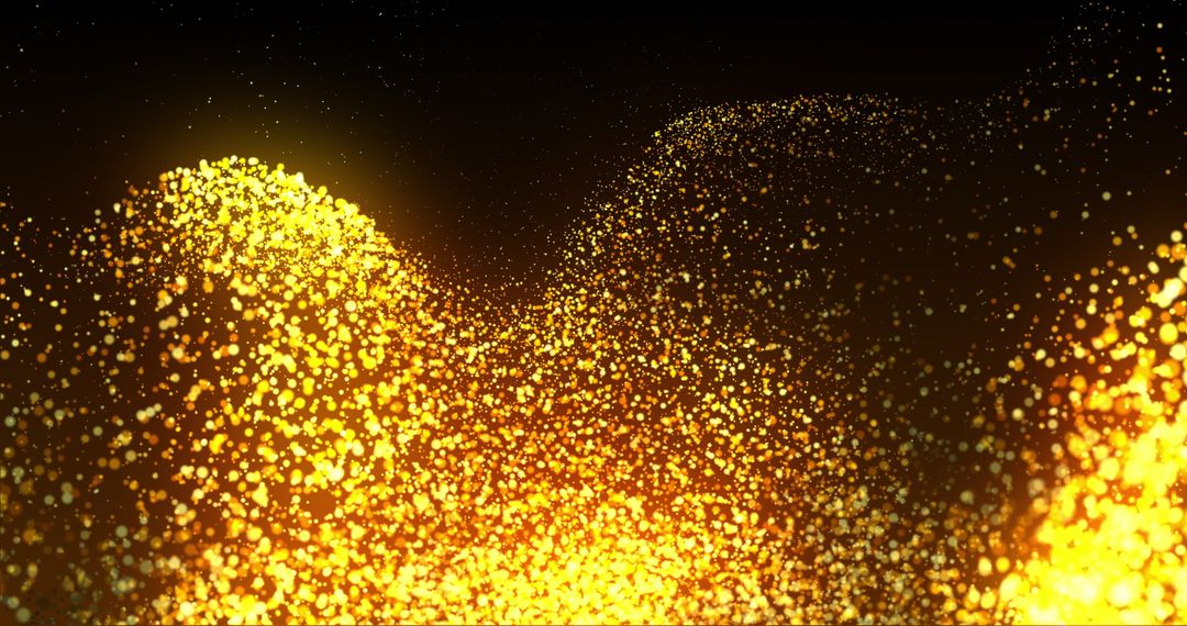 Golden Glittering Particle Wave on Dark Background