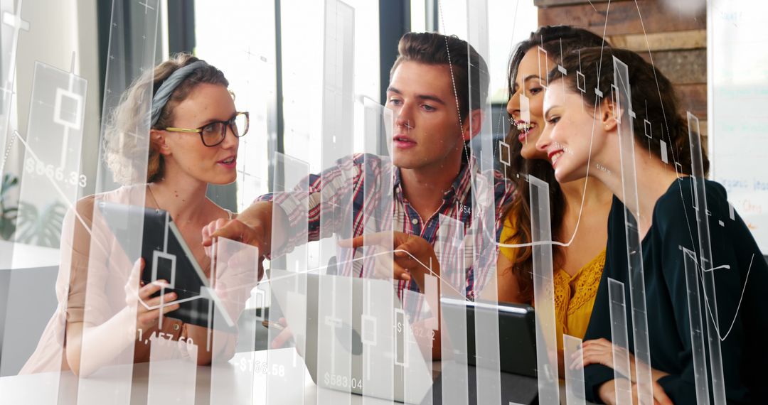 Diverse Team Engaging in Business Strategy with Digital Interface