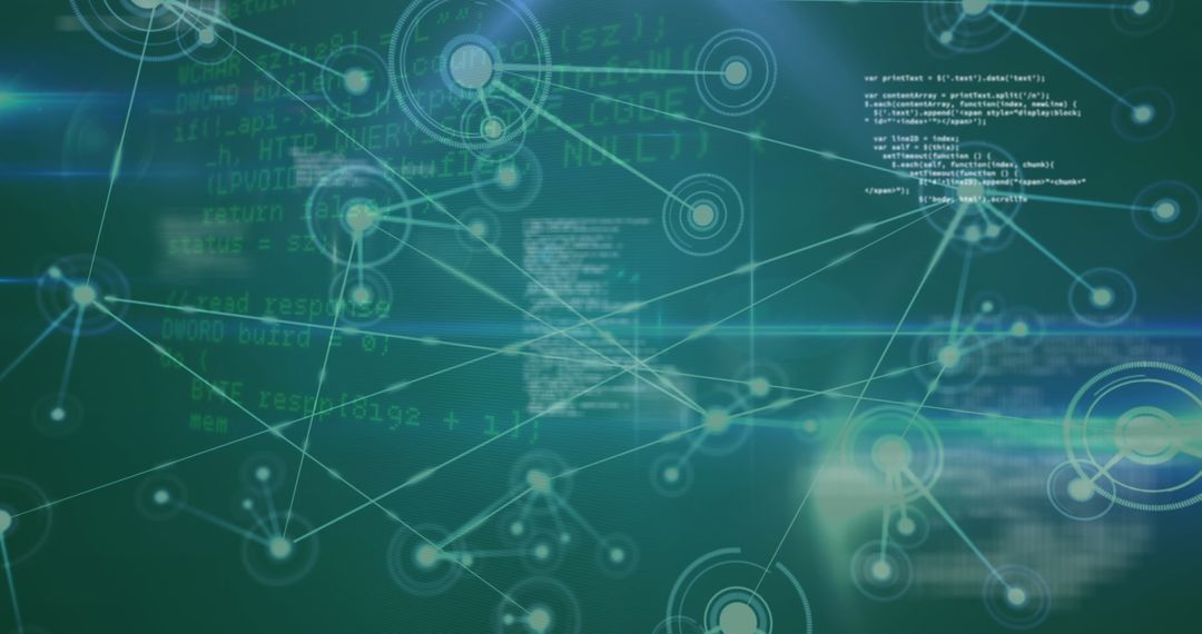 Abstract Digital Network and Data Visualization Green Background