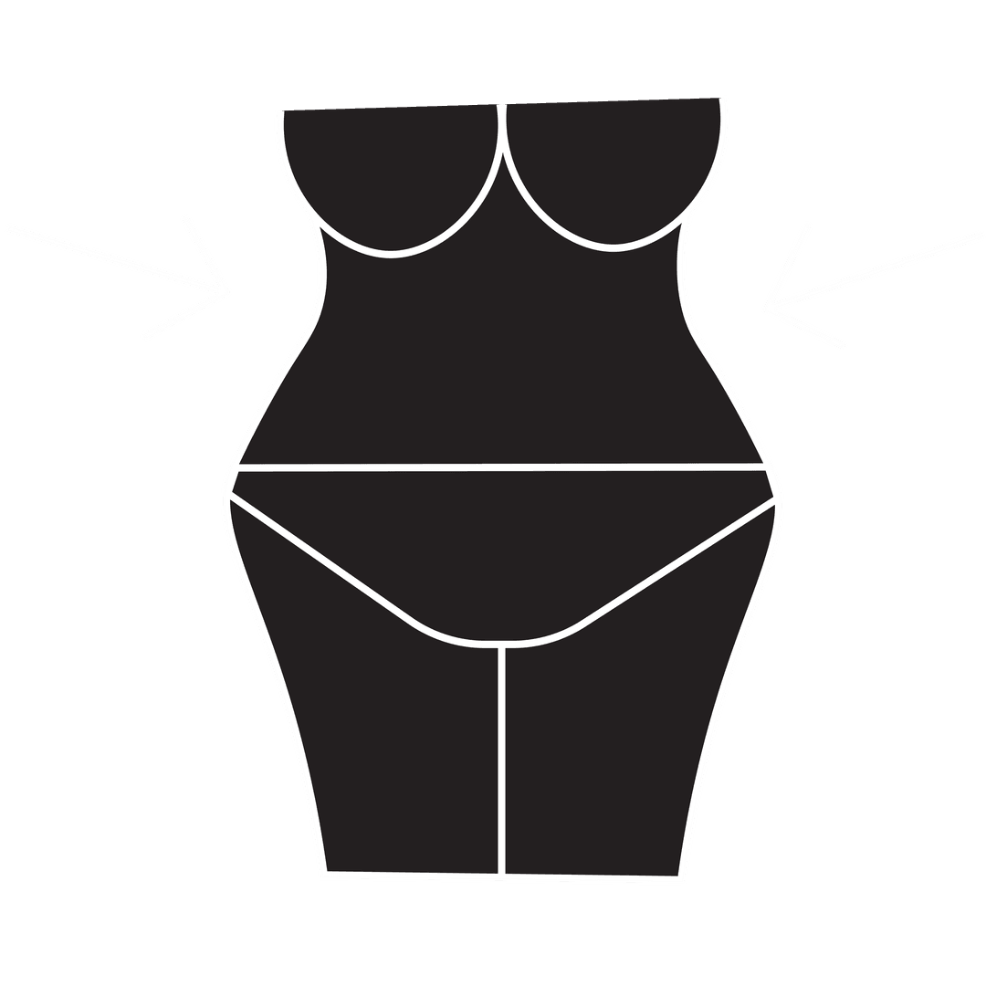 Transparent Fitness Illustration Showing Waist with Arrows Pointing