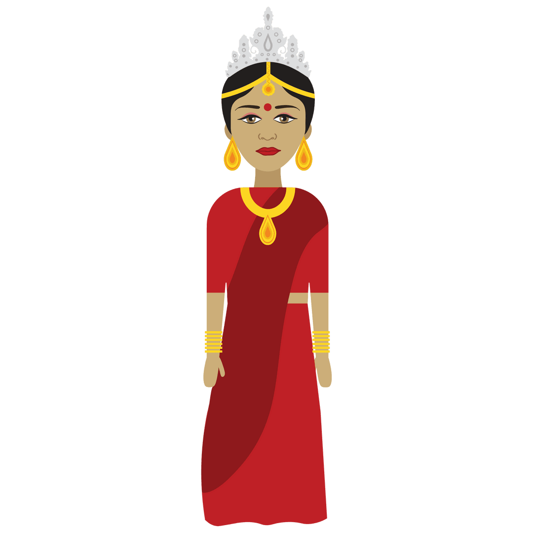 Digital Illustration of Woman with Crown on Transparent Background