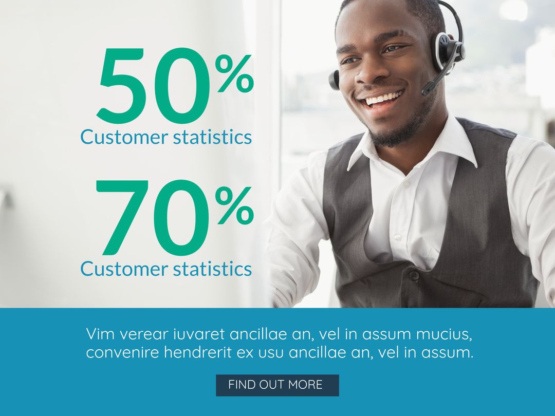 Smiling Customer Service Representative with Performance Statistics - Download Free Stock Templates Pikwizard.com