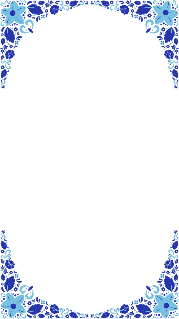 Floral Border with Leaf Swirls on Transparent Background