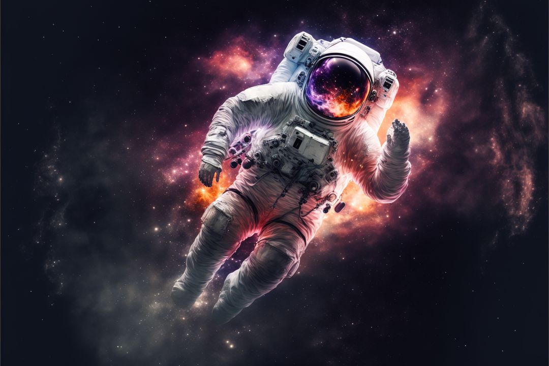 Astronaut Floating Mysteriously in Electric Cosmic Sky