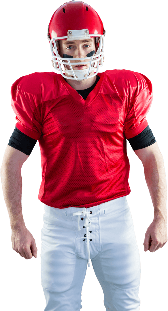Transparent Portrait of American Football Player Wearing Helmet