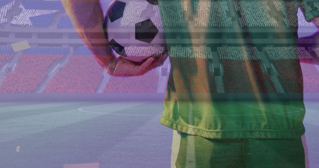 Soccer Player Holding Ball in Stadium Before Kickoff - Free Images, Stock Photos and Pictures on Pikwizard.com