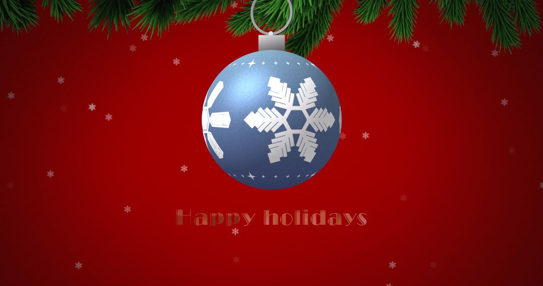 Christmas Bauble with Snowflake on Red Background