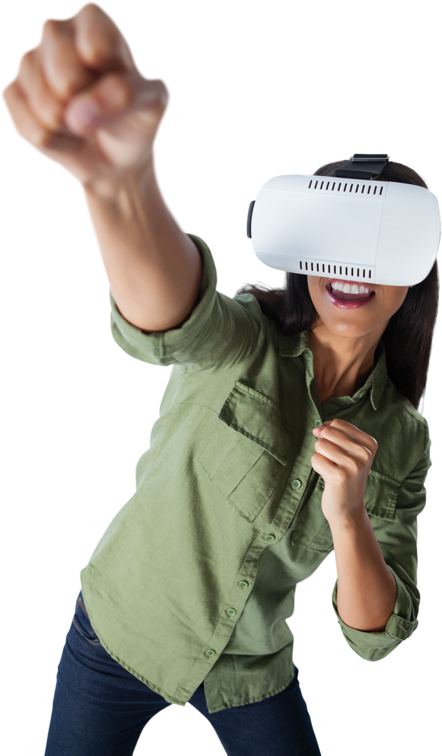 Woman Engaging with Transparent Virtual Reality Headset Experience - Download Free Stock Images Pikwizard.com