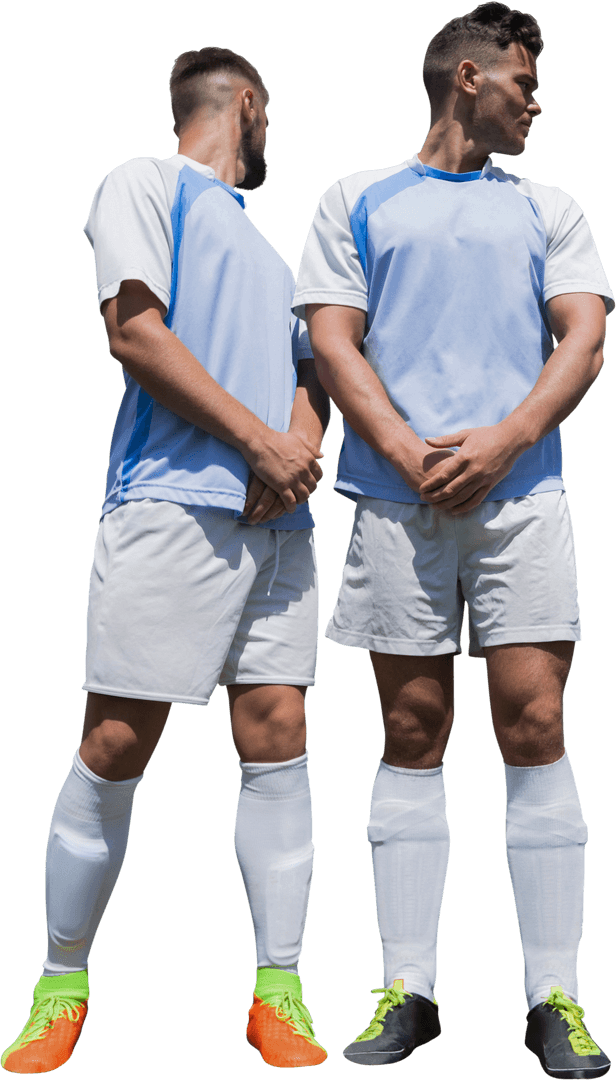 Two Soccer Players Standing on Transparent Background