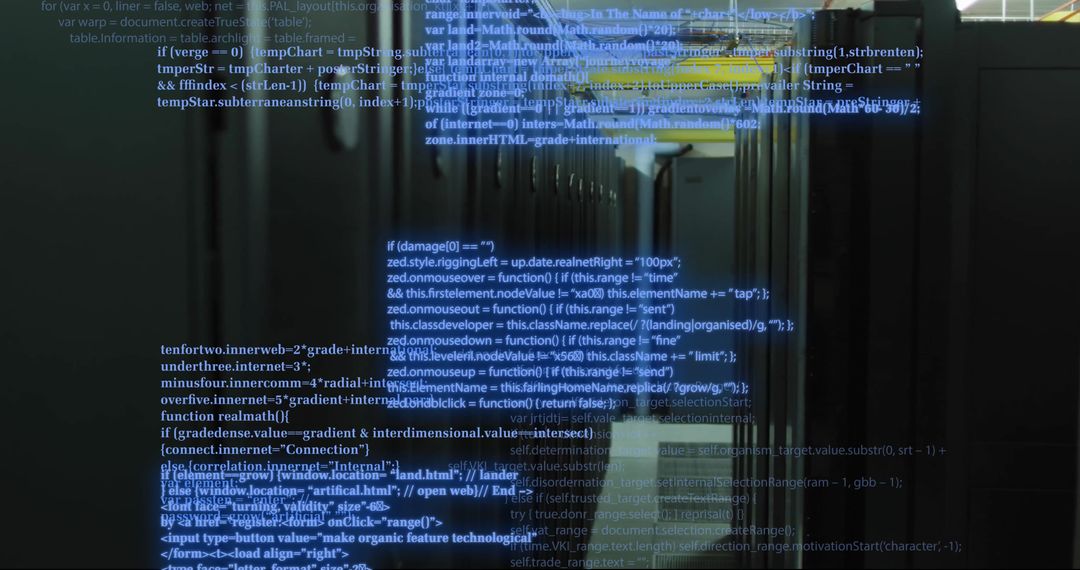 Digital Data Flow and Circuit Board Overlay on Servers