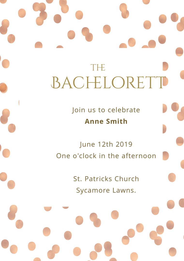 Elegant Gold Confetti Bachelorette Party Invitation - Download Free Stock Templates Pikwizard.com