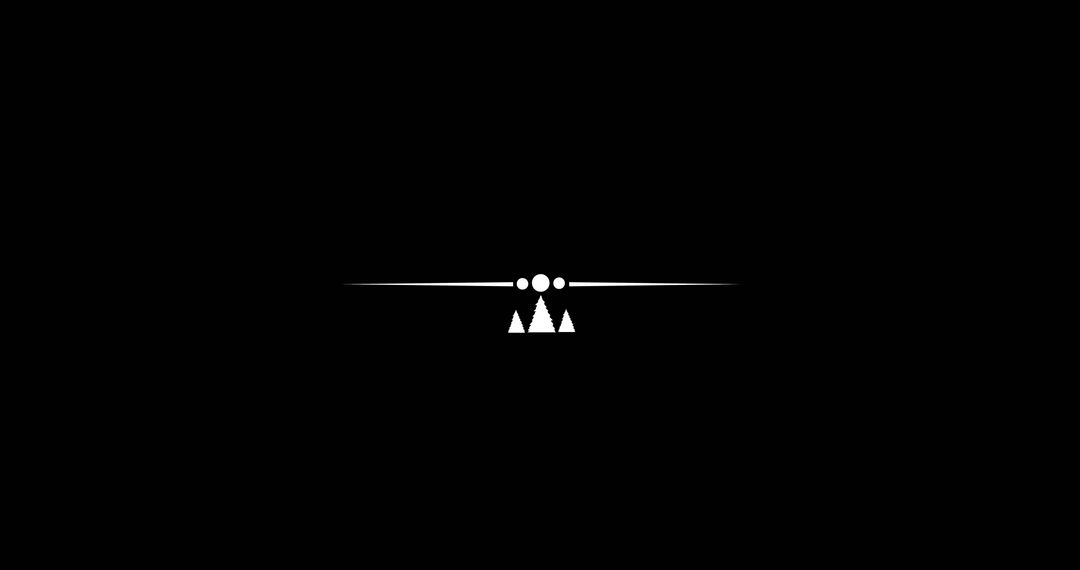 Minimalist White Shapes on Black Background with Copy Space