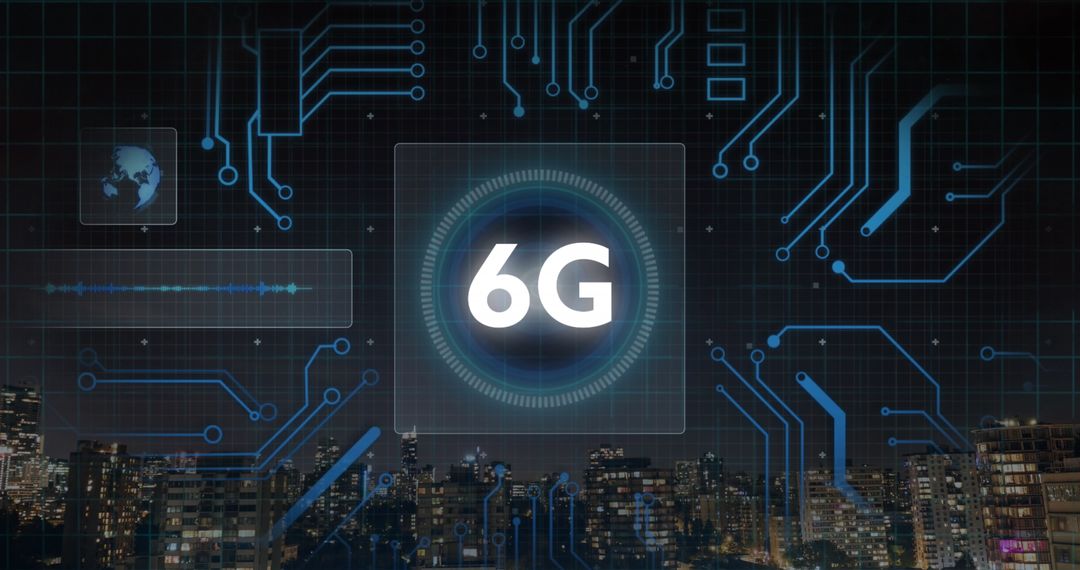 6G Technology Concept with Digital Circuit Overlay