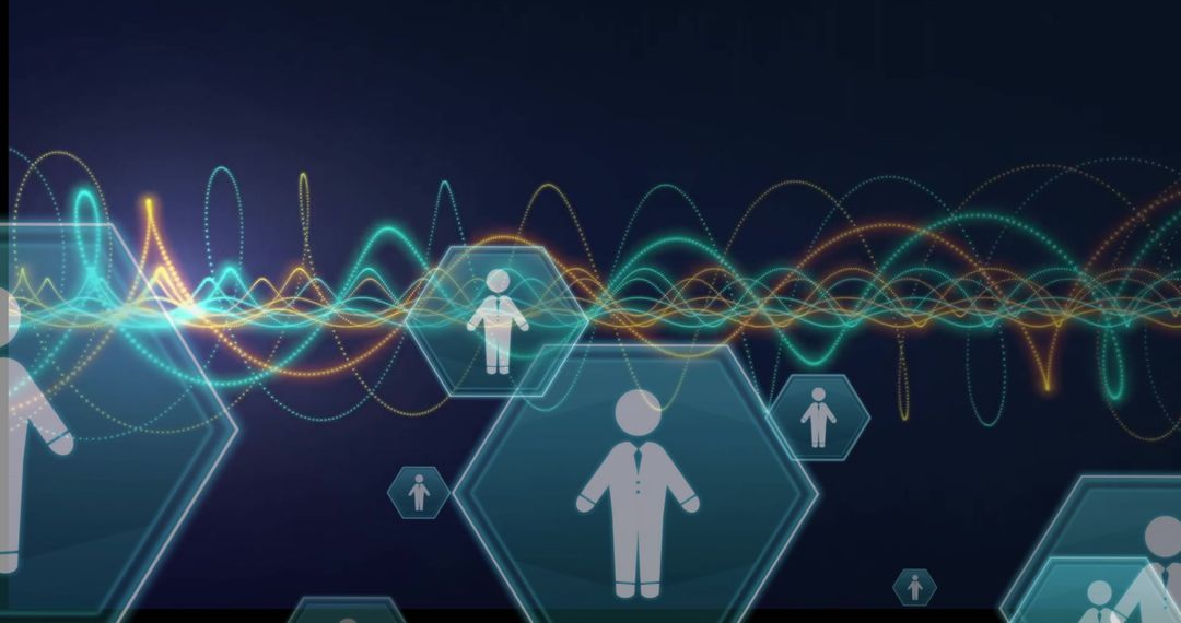 Digital Data Processing with People Network Icons