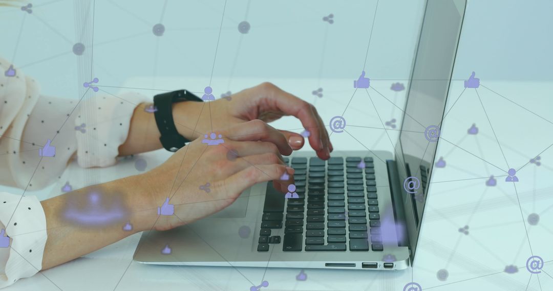 Businesswoman Engaging with Digital Networking on Laptop