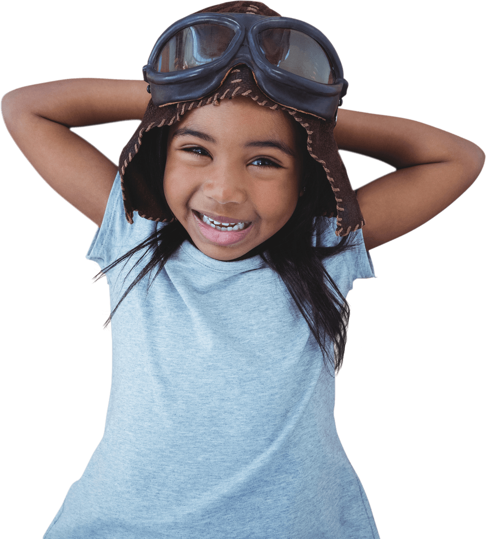 Happy Child Wearing Aviator Goggles Transparent Background