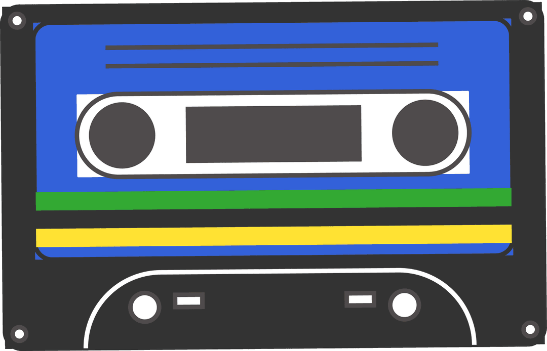 Transparent Retro Audio Cassette with Colorful Stripes