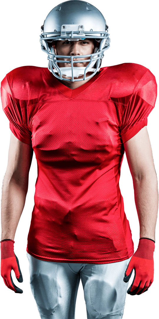 Transparent Image of American Football Player Standing in Full Gear
