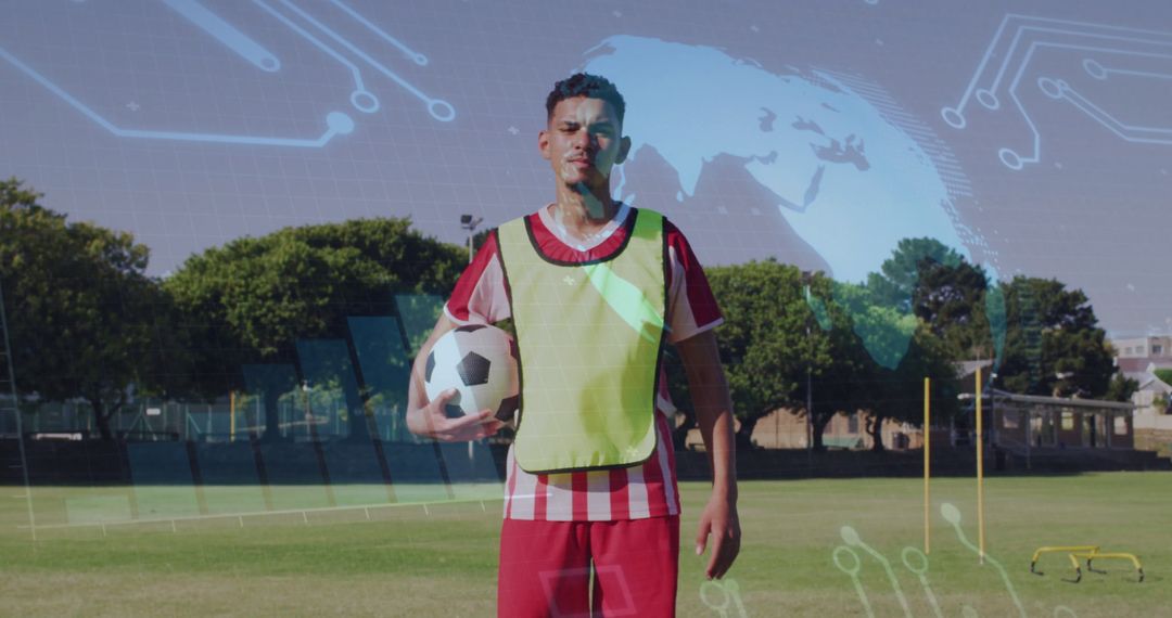 Soccer Player Training with Futuristic Digital Interface