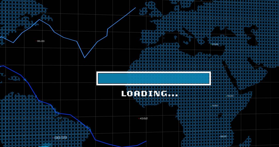 Digital Data Loading Interface Over Virtual World Map