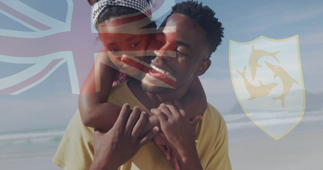 Joyful Father and Daughter Bonding on Sunny Beach Day