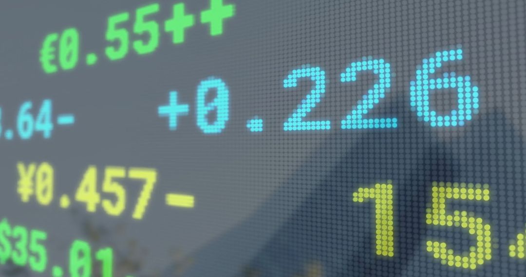 Dynamic Stock Market Data Display with Cityscape Overlay