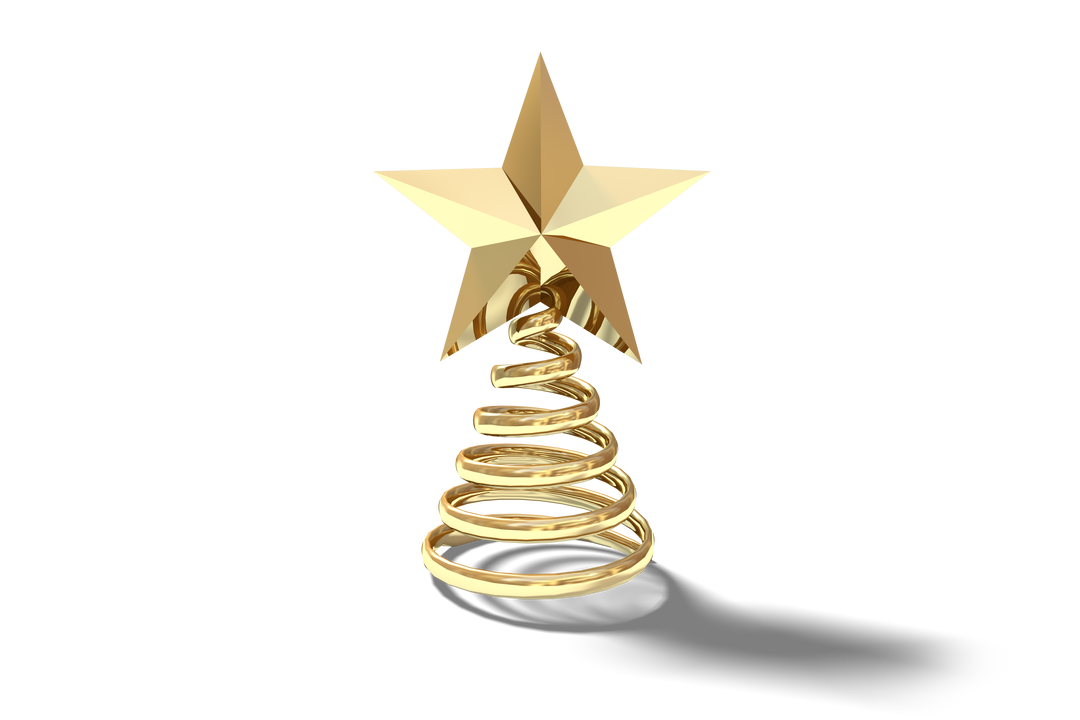 Golden Spiral Christmas Tree Ornament with Transparent Background - Download Free Stock Images Pikwizard.com