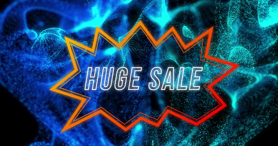 Huge Sale Announcement with Vibrant Blue Waves Graphic