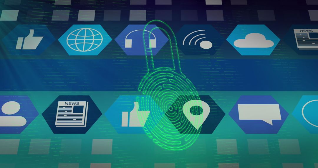 Digital Security Concept with Media and Communication Icons