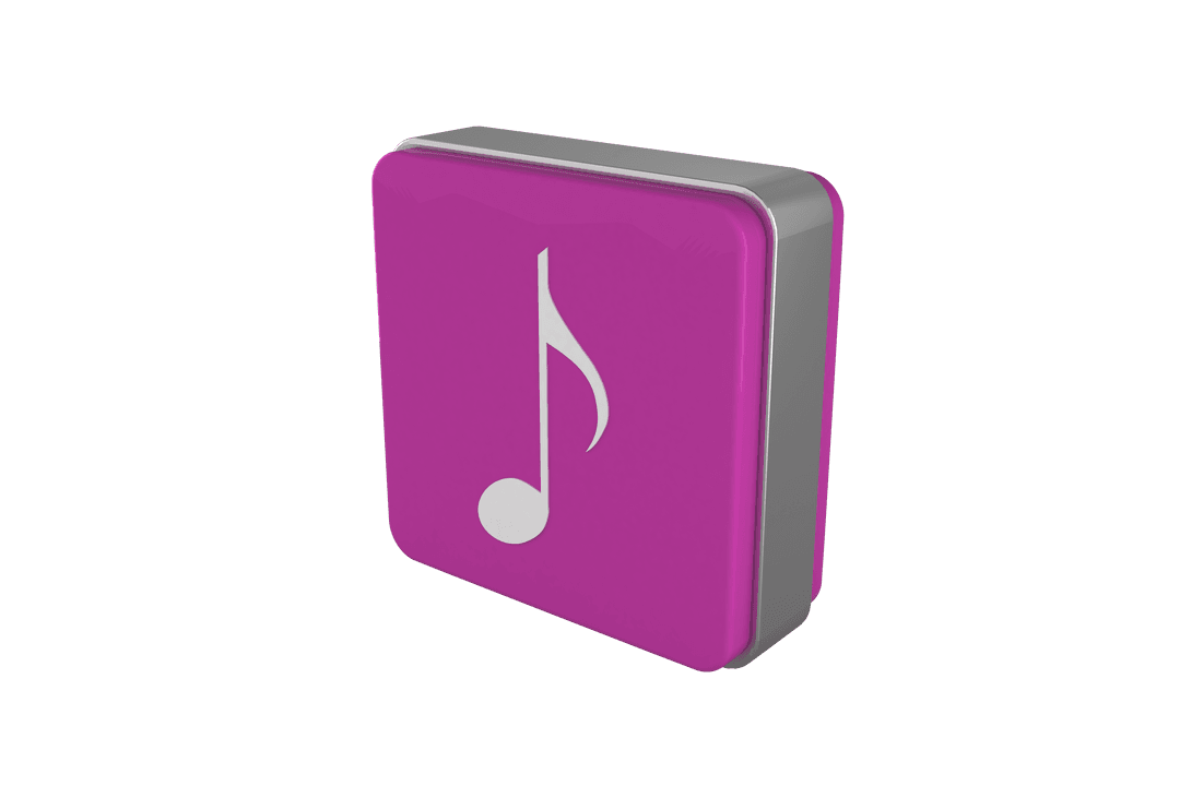 Purple Tablet with Quaver Music Note on Transparent Background