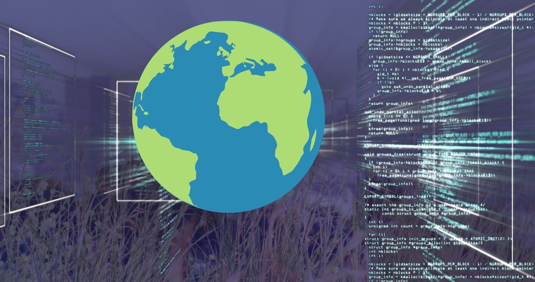 Digital Globe Over Hustling City Representing Global Data Flow