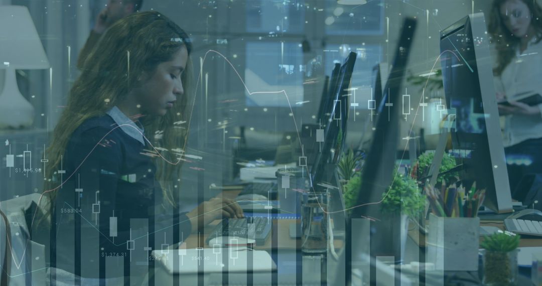 Women in Finance Working with Digital Interface and Data Analytics