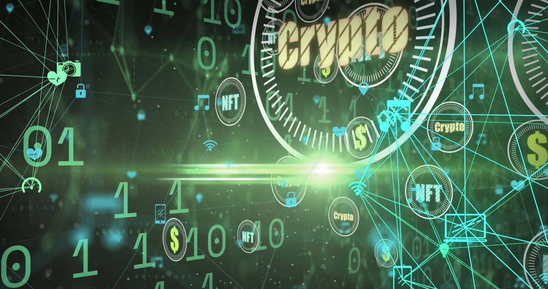 Futuristic Digital Blockchain Technology with Crypto Symbols