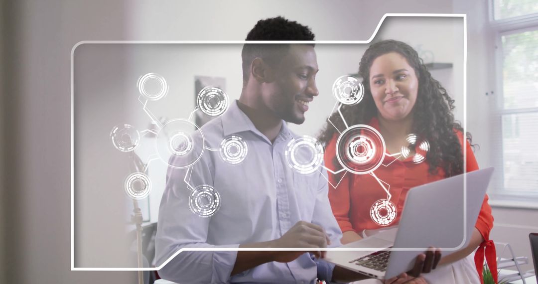 Office Colleagues Collaborating with Digital Interface