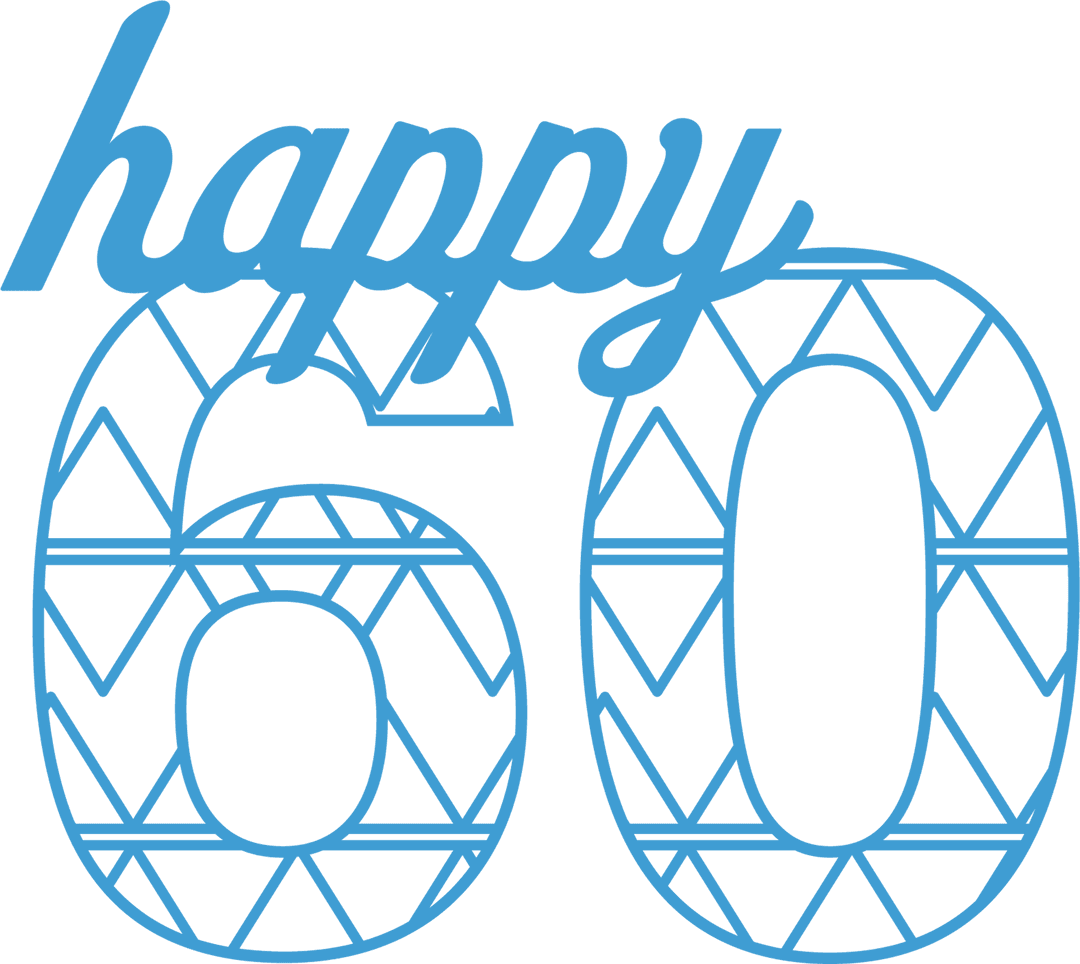 Transparent Happy 60th Birthday Design with Geometric Shapes