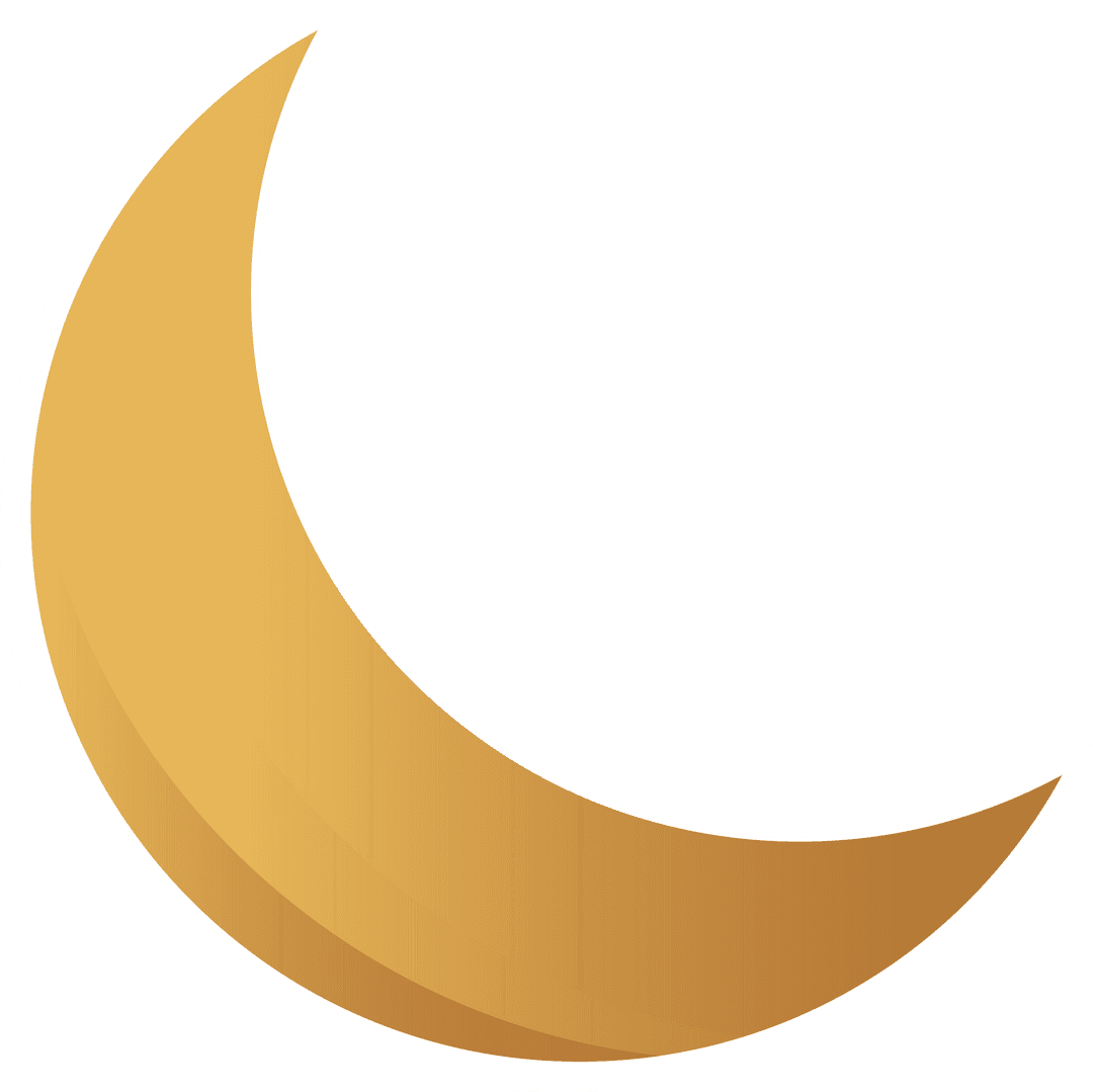 Minimalist Crescent Moon with Gold Gradient on Transparent Background
