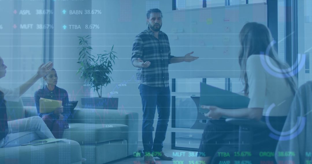 Creative Presentation in Modern Office with Digital Interface