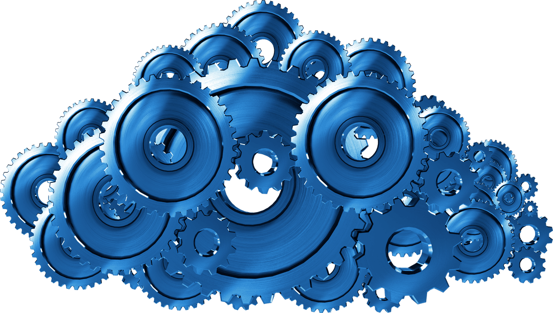 Blue Cogs on Transparent Background with Industrial Feel